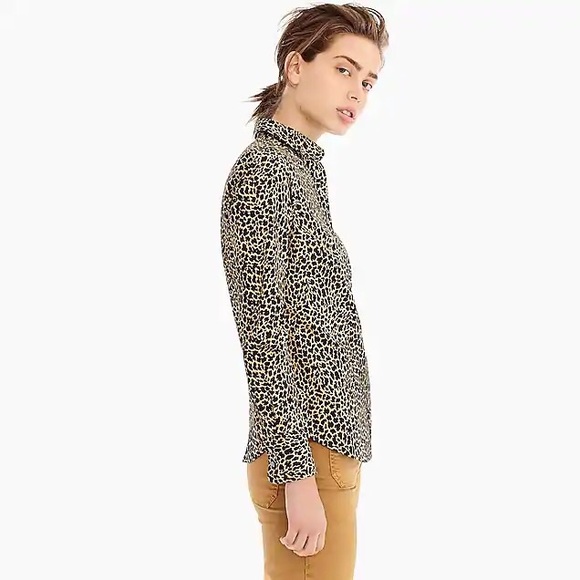 JCREW Slim Stretch Perfect Shirt in Leopard Print - Picture 4 of 5